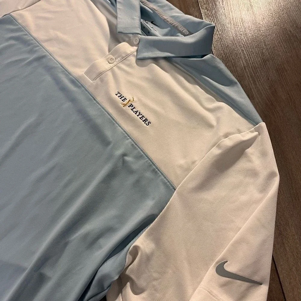 Nike Golf Dri-Fit The Players TPC Sawgrass Polo Shirt XL Blue White Bin‎ F-9